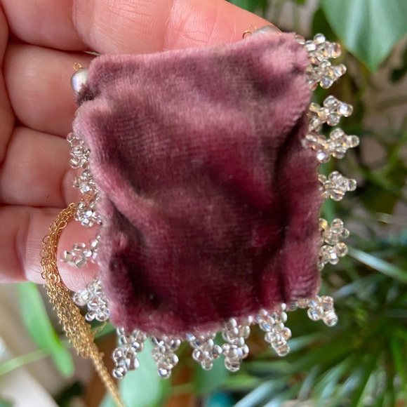 Jacki Holland Jewelry - Stunning Velvet Amulet/Pendant Bag Necklace With Delicate Beadwork - OOAK